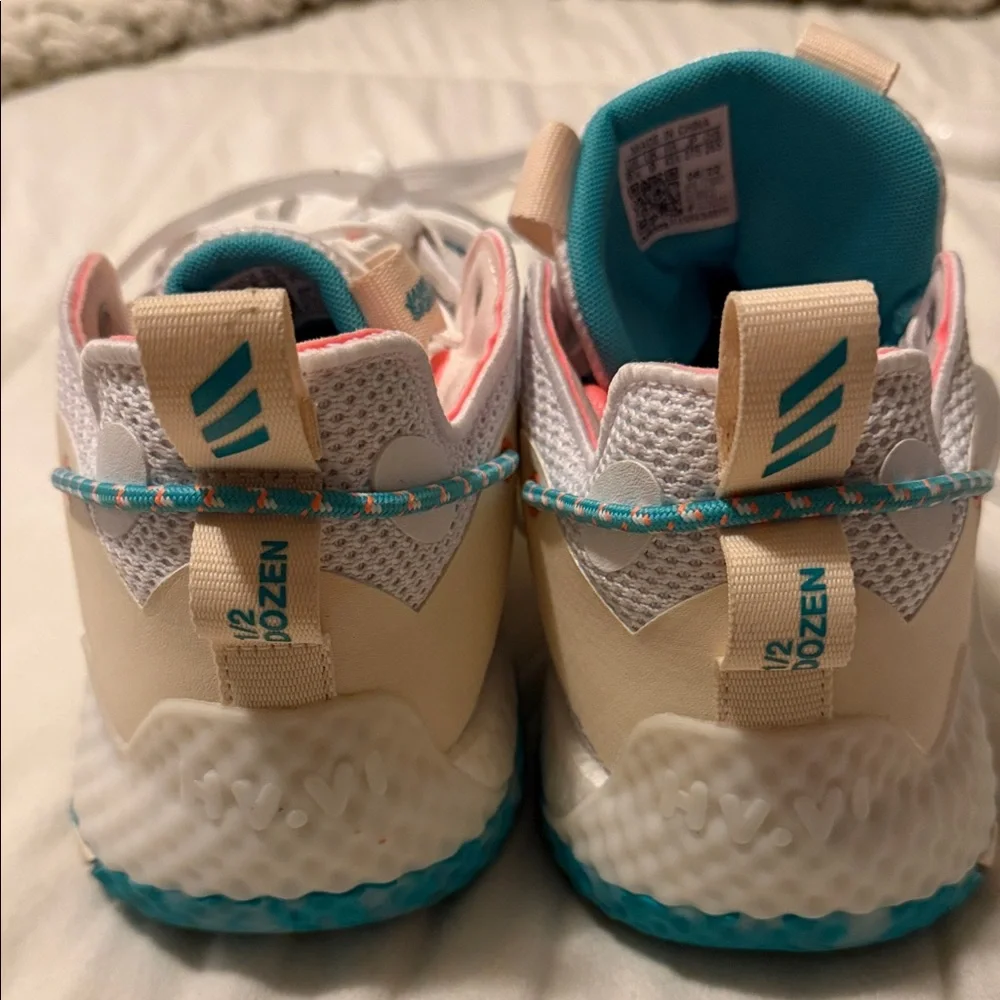 adidas Kids White and Teal Sneakers